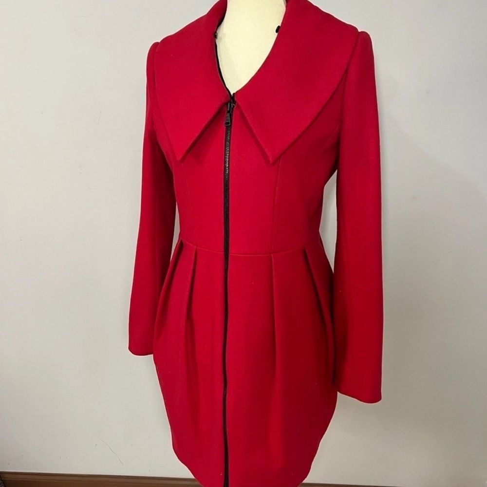 Alice + Olivia Red Cinched Waist Preppy Peacoat (XS)